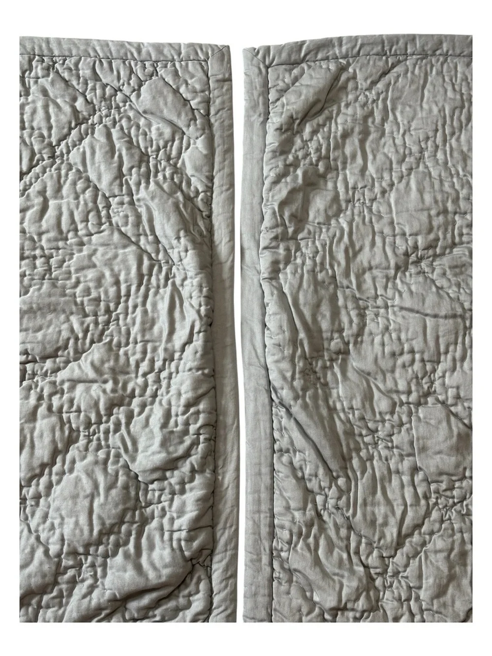 2 Pottery Barn Quilted Euro Pillow Shams Light Gray Double Hand Stitched Diamond